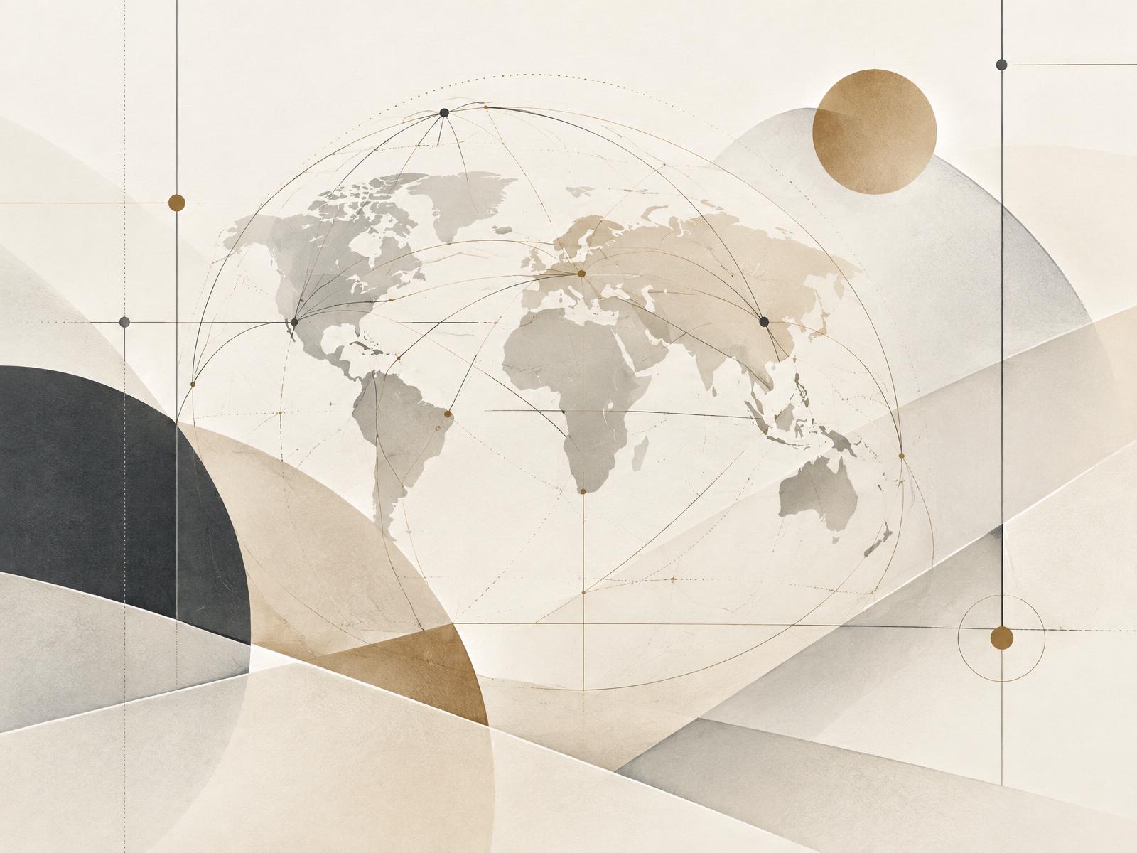 Abstract global network connecting institutions and ideas